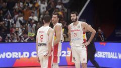 Jakarta (Indonesia), 16/08/2023.- Spain team player reacts after the FIBA Basketball World Cup 2023 group stage second round match between Spain and Canada in Jakarta, Indonesia, 03 September 2023. (Baloncesto, España) EFE/EPA/ADI WEDA
