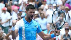 Novak Djokovic grita para celebrar su triunfo contra Taylor Fritz en el US Open.