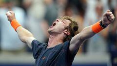Andrey Rublev celebra su triunfo contra Jack Draper en el US Open.