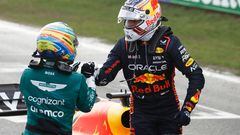Verstappen y Alonso tras la carrera del GP de Países Bajos.