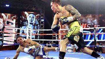 Óscar Valdez noquea a Miguel Berchelt.
