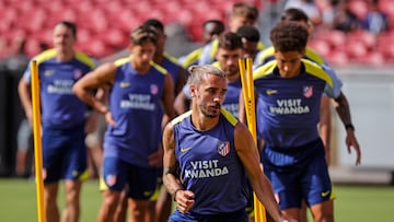 Griezmann, en el entrenamiento del Atlético