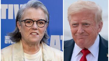 Collage del presidente Trump y la comediante Rosie O’Donnell.