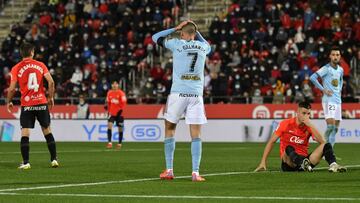 Thiago Galhardo se lamenta durante el partido contra el Mallorca.