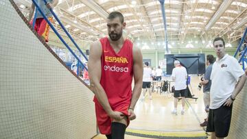 Marc Gasol, durante un entreno con la Selección