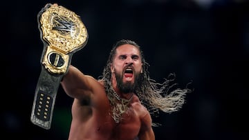 EAST RUTHERFORD, NEW JERSEY - AUGUST 02: Seth Rollins celebrates after winning the WWE World Heavyweight Championship after cashing in his Money in the Bank contract to take on CM Punk during the WWE 2025 SummerSlam at MetLife Stadium on August 02, 2025 in East Rutherford, New Jersey. Elsa/Getty Images/AFP (Photo by ELSA / GETTY IMAGES NORTH AMERICA / Getty Images via AFP)