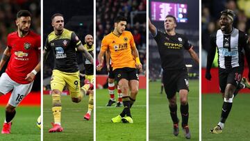 Bruno Fernandes, Danny Ings, Raúl Jiménez, Rodri y Allan Saint-Maximin.