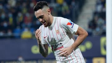 Ocampos celebra su tanto ante el Cádiz.
