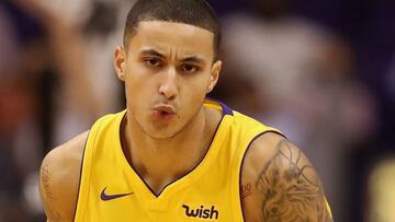 PHOENIX, AZ - NOVEMBER 13: Kyle Kuzma #0 of the Los Angeles Lakers reacts after hitting a three point shot against the Phoenix Suns during the second half of the NBA game at Talking Stick Resort Arena on November 13, 2017 in Phoenix, Arizona. The Lakers defeated the Suns 100-93. NOTE TO USER: User expressly acknowledges and agrees that, by downloading and or using this photograph, User is consenting to the terms and conditions of the Getty Images License Agreement. Christian Petersen/Getty Images/AFP
== FOR NEWSPAPERS, INTERNET, TELCOS & TELEVISION USE ONLY ==