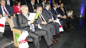 Alejandro Blanco, Alfredo Relaño y Miguel Cardenal, en la inauguración del Foro Eventos Deportivos 2016 de AS en el Comité Olímpico Español.