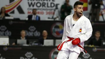 El karateka español Raúl Cuerva, durante los Mundiales de Karate de Kumite de 2018 de Madrid.