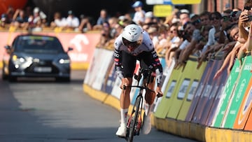 Brandon McNulty en acción durante la séptima etapa del Tour de Polonia.