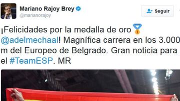 La felicitación de Rajoy en Twitter.