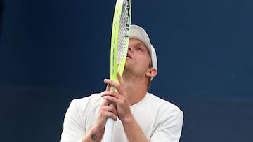 Alejandro Davidovich hace un gesto de contrariedad en su partido contra Arthur Rinderknech, en el US Open.