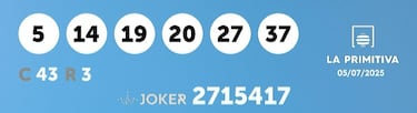 La Primitiva: comprobar los resultados del sorteo de hoy, sábado 5 de julio