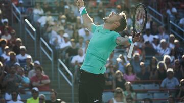 Montreal (Canada), 14/08/2022.- Pablo Carreno Busta of Spain celebrates his victory against Hubert Hurkacz of Poland, during the men's finals of the ATP National Bank Open tennis tournament, in Montreal, Canada, 14 August 2022. (Tenis, Abierto, Polonia, España) EFE/EPA/ANDRE PICHETTE