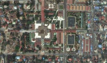 Una imagen satelital muestra la pagoda Mahamuni tras el terremoto en Mandalay, Myanmar.