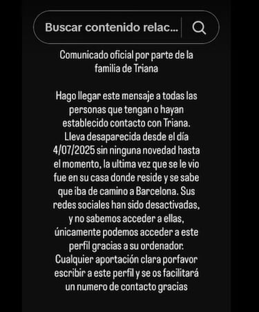 La familia de la influencer española Triana Marrash denuncia su desaparición: “Es imposible que sea una broma”