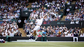 Liam Broady in action during his Gentlemen's Singles third round match against Alex de Minaur during day six of the 2022 Wimbledon Championships at the All England Lawn Tennis and Croquet Club, Wimbledon. Picture date: Saturday July 2, 2022. (Photo by Steven Paston/PA Images via Getty Images)