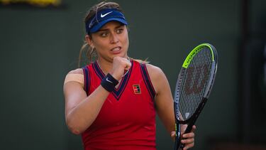 Paula Badosa of Spain in action during the final of the 2021 BNP Paribas Open WTA 1000 tennis tournament against Victoria Azarenka of Belarus AFP7 17/10/2021 ONLY FOR USE IN SPAIN