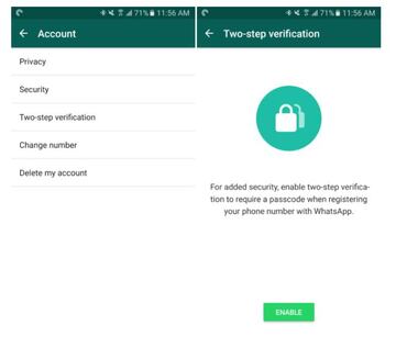 Interfaz de la verificación en 2 pasos