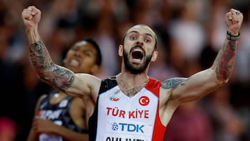 Ramil Guliyev, actual campeón del mundo de 200 metros. Turco nacido en Azerbaiyán.