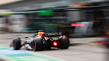 Red Bull's Dutch driver Max Verstappen leaves the pits during the Formula One Hungarian Grand Prix at the Hungaroring circuit in Mogyorod near Budapest, Hungary, on August 3, 2025. (Photo by ANNA SZILAGYI / AFP)