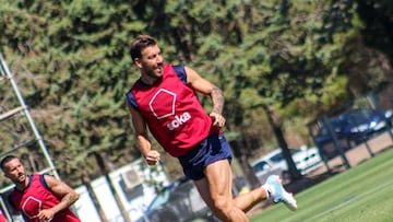 Sergi Enrich, durante un entrenamiento del Huesca.