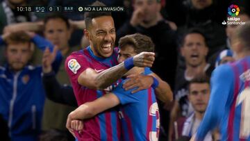¡Ya van 9 en 11 partidos!: otro gol de Aubameyang que vuelve a ser vital para la victoria del Barça