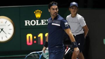Fabio Fognini, durante su partido ante Vasek Pospisil en las Finales de la Copa Davis 2019.