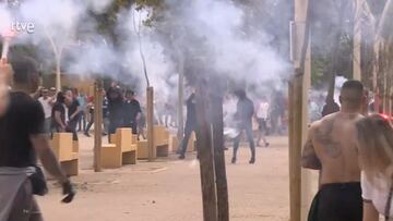 Batalla campal entre radicales del Athletic y del Mallorca antes de la final en Sevilla