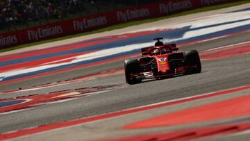 AUSTIN, TX - OCTOBER 21: Sebastian Vettel of Germany driving the (5) Scuderia Ferrari SF71H on track during the United States Formula One Grand Prix at Circuit of The Americas on October 21, 2018 in Austin, United States. Dan Istitene/Getty Images/AFP
== FOR NEWSPAPERS, INTERNET, TELCOS & TELEVISION USE ONLY ==