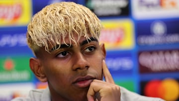 (FILES) Barcelona's Spanish forward Lamine Yamal addresses a press conference on the eve of the UEFA Champions League semi-final first leg football match between FC Barcelona and Inter Milan at the Joan Gamper training ground in Sant Joan Despi, near Barcelona, on April 29, 2025. Barcelona star Lamine Yamal is facing an investigation regarding the presence of a group of people with dwarfism as entertainers at his 18th birthday party last weekend, Spain's Ministry of Social Rights told AFP Tuesday.
The winger celebrated with a private event in Olivella, around 50 kilometres west of Barcelona, which the ministry asked the prosecutor's office to probe, following a complaint from the Association for People with Achondroplasia and Other Skeletal Dysplasias with Dwarfism (ADEE). (Photo by LLUIS GENE / AFP)