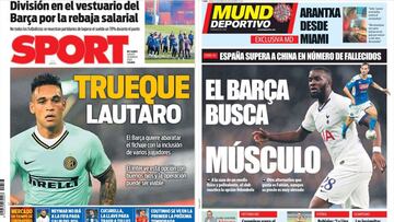 Portadas de Sport y Mundo Deportivo del día 26 de marzo de 2020.