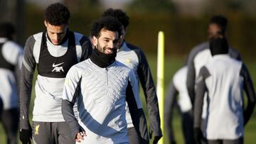 Soccer Football - Champions League - Liverpool Training - AXA Training Centre, Liverpool, Britain - March 7, 2022 Liverpool's Mohamed Salah during training Action Images via Reuters/Ed Sykes