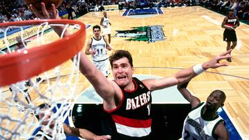 El pívot lituano Arvydas Sabonis, durante su etapa en Portland Trail Blazers.