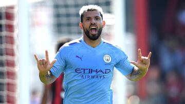 Agüero celebrando un gol ante el Bournemouth.
