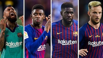 Vidal, Dembélé, Umtiti y Rakitic.