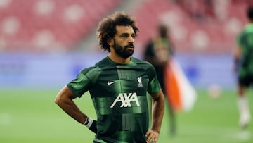 Mohamed Salah durante un entrenamiento con el Liverpool.