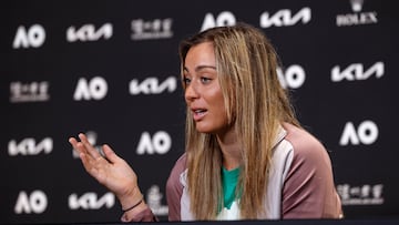 Paula Badosa habla en la rueda de prensa previa al Open de Australia.