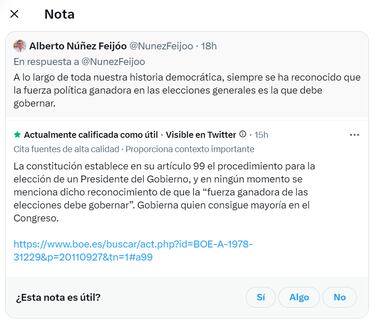 Twitter corrige a Feijóo