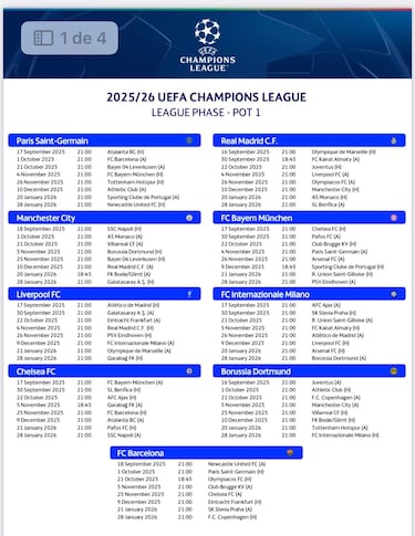 ¡Ya hay calendario Champions!