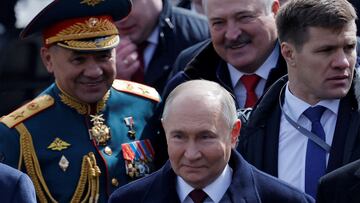 FILE PHOTO: Participants, including Russian President Vladimir Putin, Defence Minister Sergei Shoigu and Belarusian President Alexander Lukashenko, attend a military parade on Victory Day, which marks the 79th anniversary of the victory over Nazi Germany in World War Two, in Red Square in Moscow, Russia, May 9, 2024. REUTERS/Maxim Shemetov/File Photo
