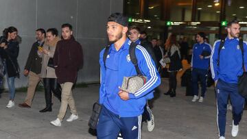 Luis Suárez, del Zaragoza, a su llegada a Cádiz.