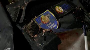 Badges on a jacket read "World Central Kitchen" after, according to the Hamas-run Gaza government media office, WCK employees, including foreigners, were killed in an Israeli airstrike on Gaza, while the Israeli military, commenting on the reports, said it was conducting a thorough review at the highest levels to understand the circumstances of what it called a tragic incident, in Deir al-Balah, Gaza April 1, 2024 Video Obtained by Reuters/Handout via REUTERS THIS IMAGE HAS BEEN SUPPLIED BY A THIRD PARTY. NO RESALES. NO ARCHIVES