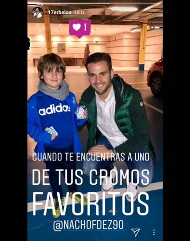 Nacho, el "cromo" favorito del hijo de Arbeloa