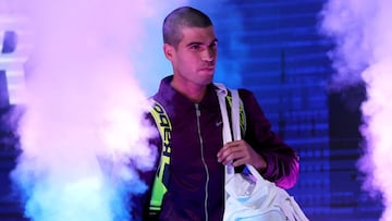 Carlos Alcaraz, en la salida de su estreno en el US Open.