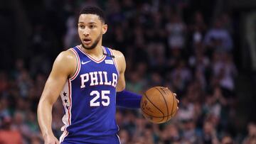 BOSTON, MA - MAY 3: Ben Simmons #25 of the Philadelphia 76ers dribbles against the Boston Celtics during the second quarter of Game Two of the Eastern Conference Second Round of the 2018 NBA Playoffs at TD Garden on May 3, 2018 in Boston, Massachusetts. Maddie Meyer/Getty Images/AFP
== FOR NEWSPAPERS, INTERNET, TELCOS & TELEVISION USE ONLY ==