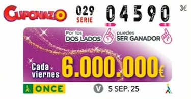 Cuponazo de la ONCE: comprobar los resultados del sorteo hoy, viernes 5 de septiembre