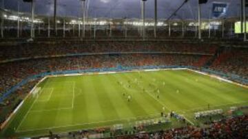 Imagen panorámica del Arena Fonte Nova durante el España-Holanda.